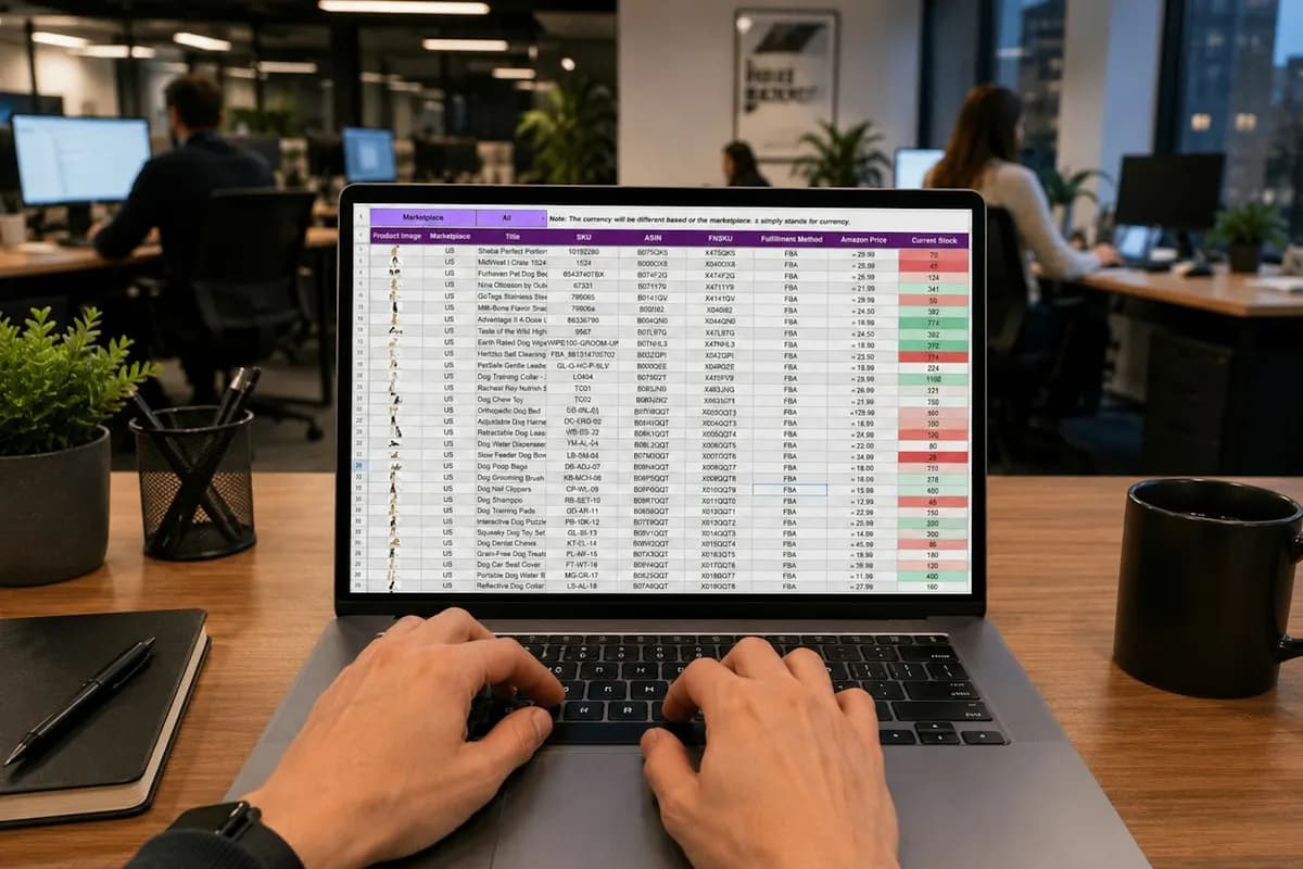 Leads and customer records being tracked manually in a spreadsheet on a laptop