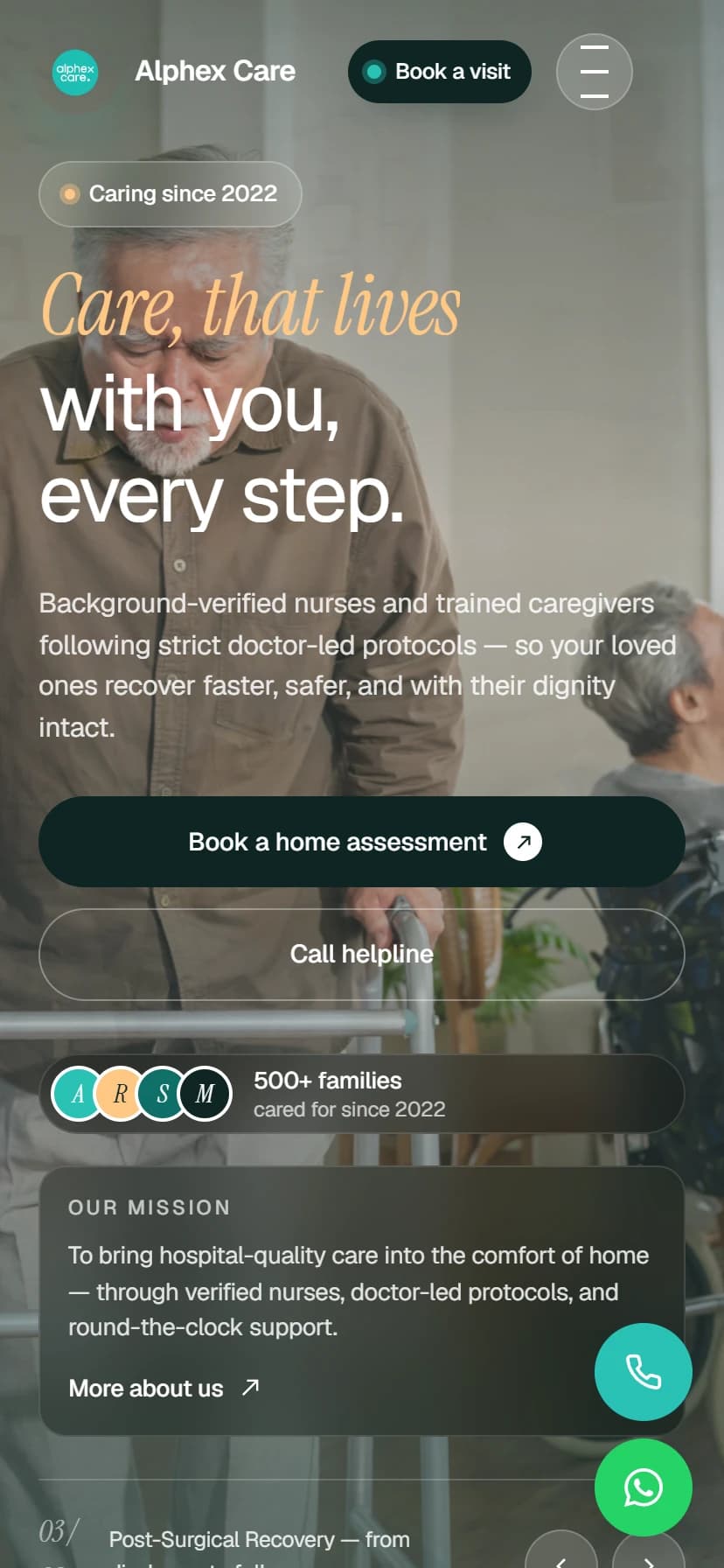 Alphex Care mobile view