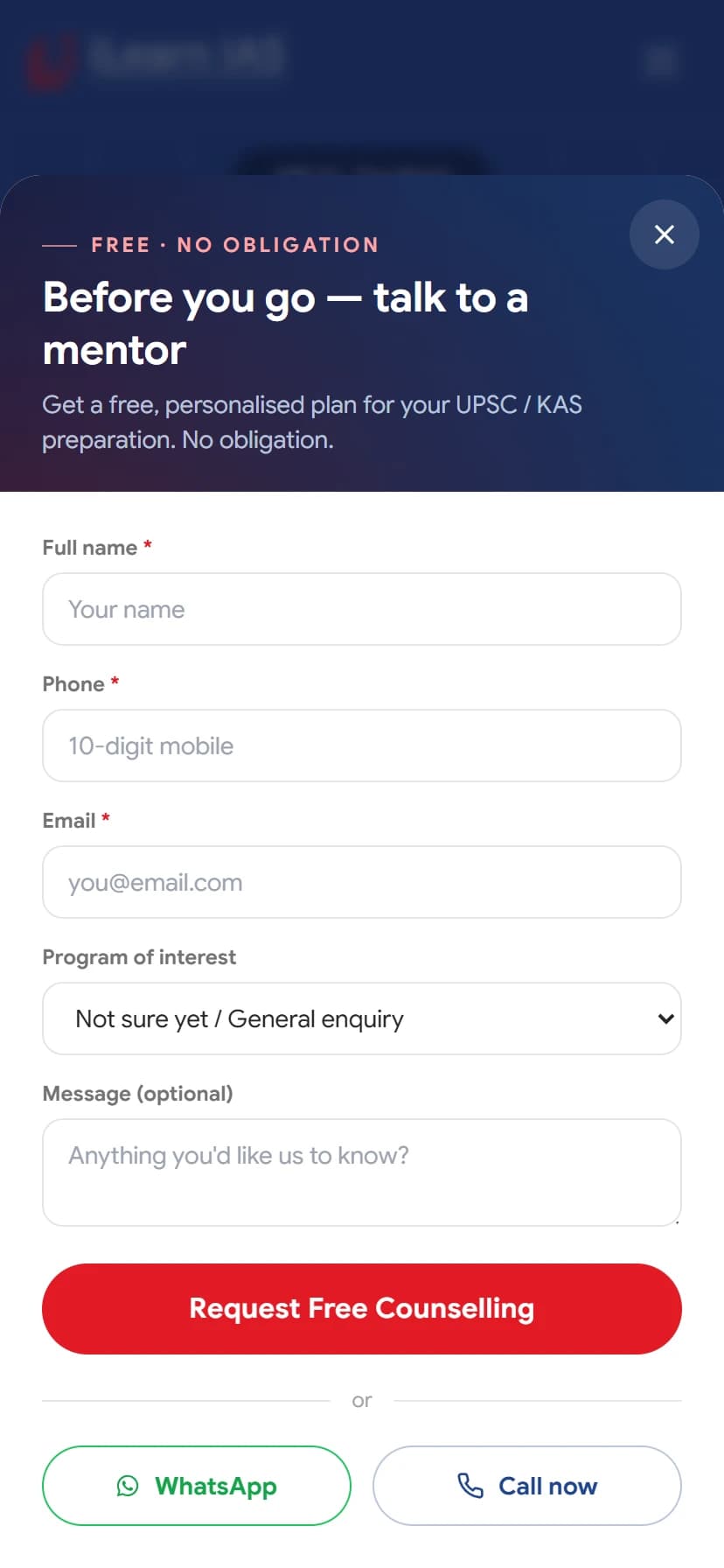 iLearn IAS Academy mobile view