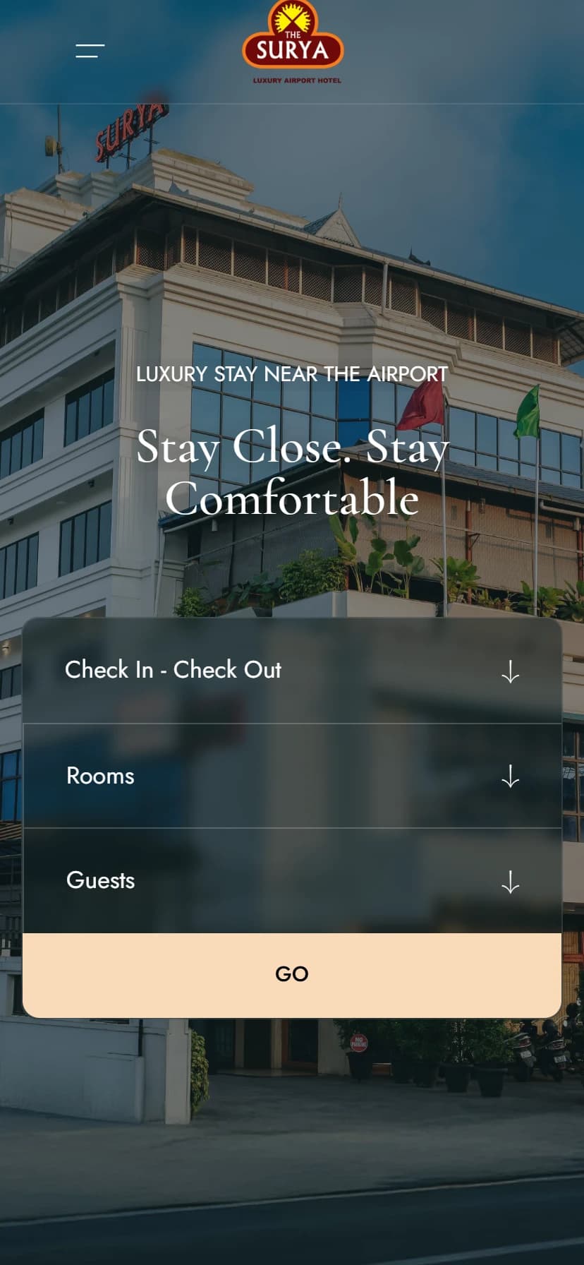 Surya Hotel mobile view