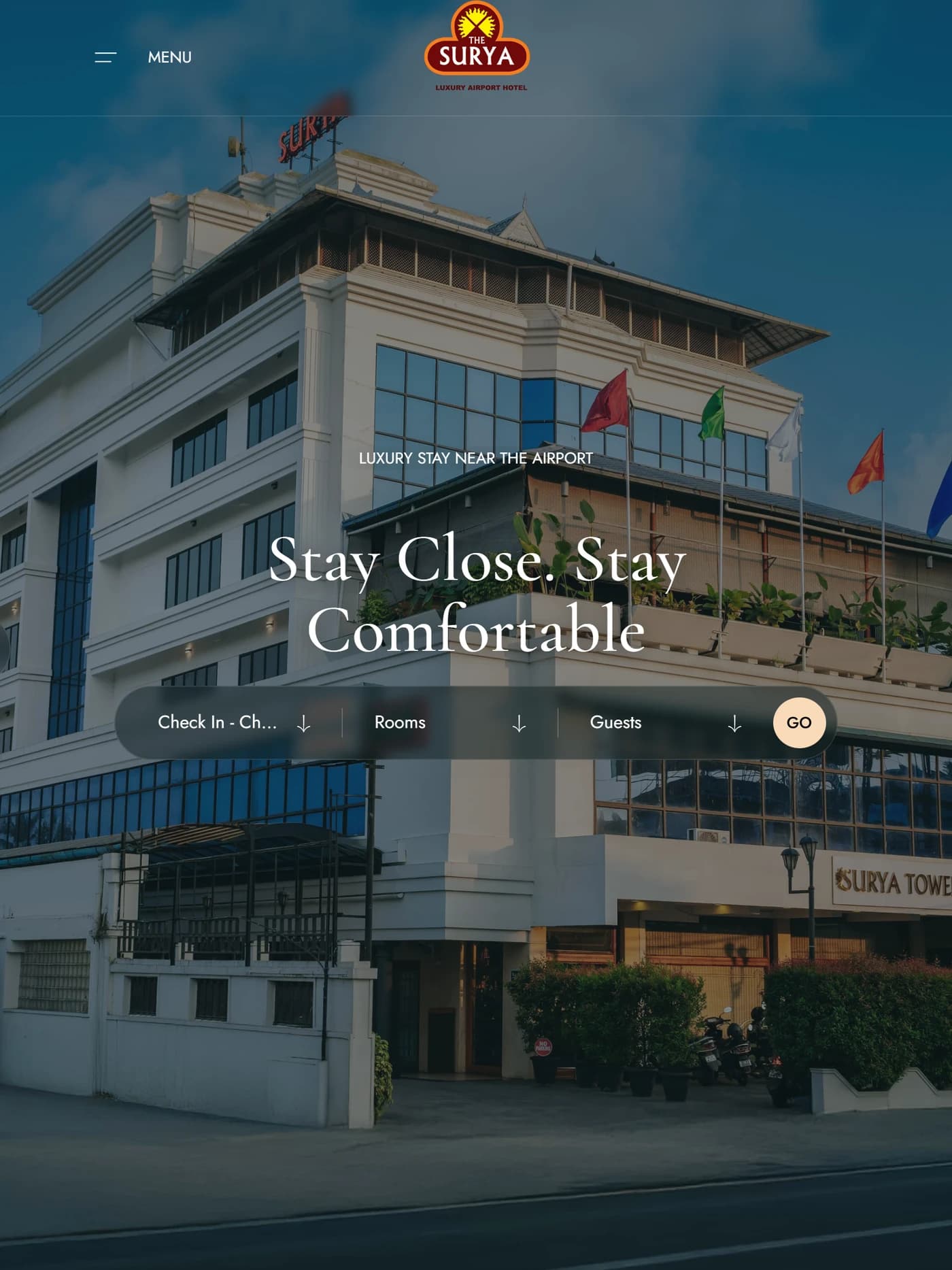 Surya Hotel tablet view