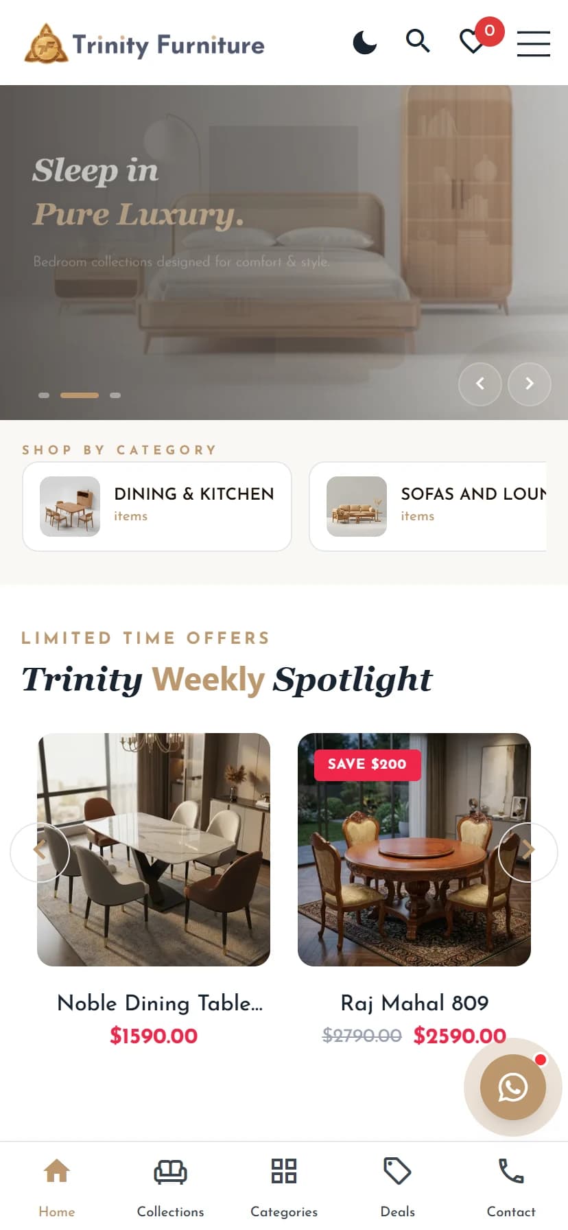 Trinity Furniture mobile view