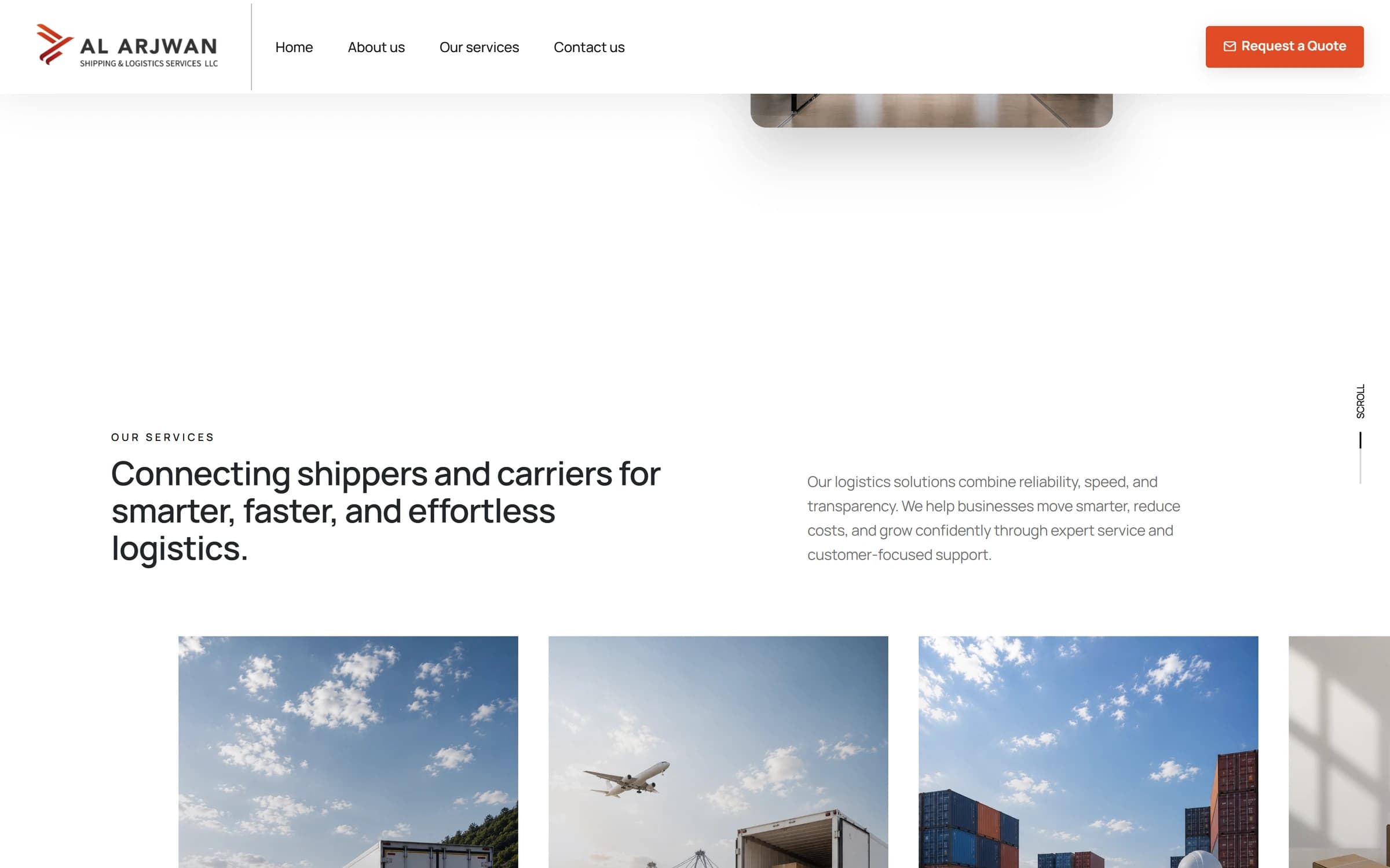Al Arjwan Logistics interior page