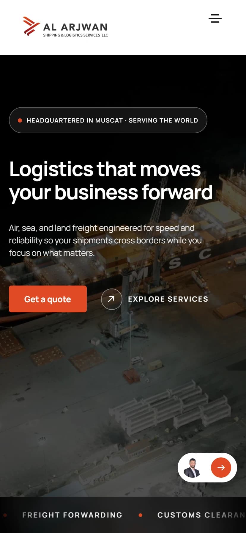 Al Arjwan Logistics mobile view