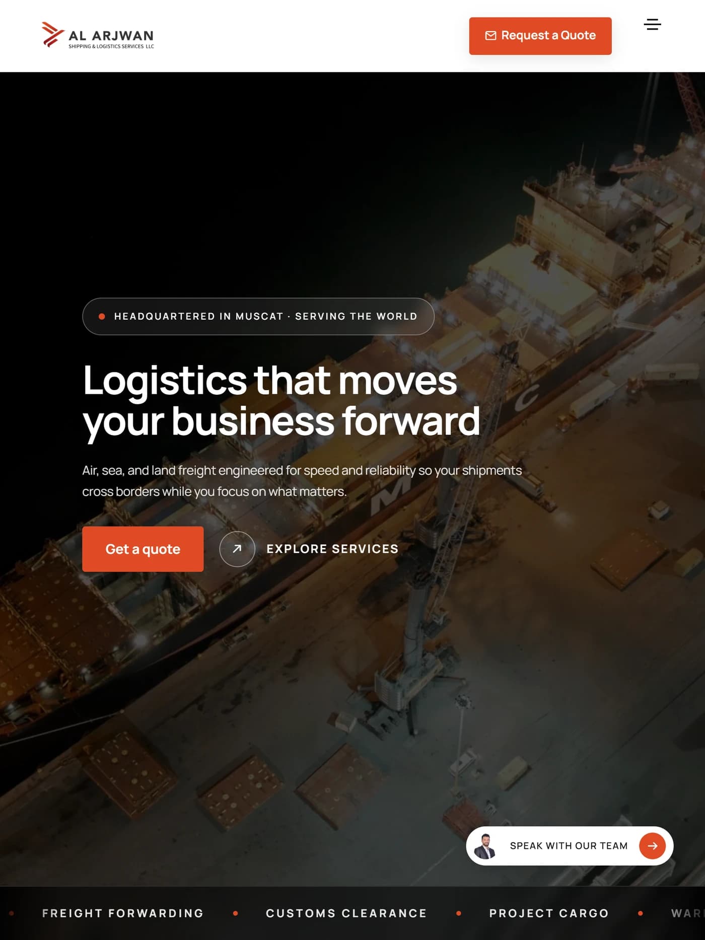 Al Arjwan Logistics tablet view
