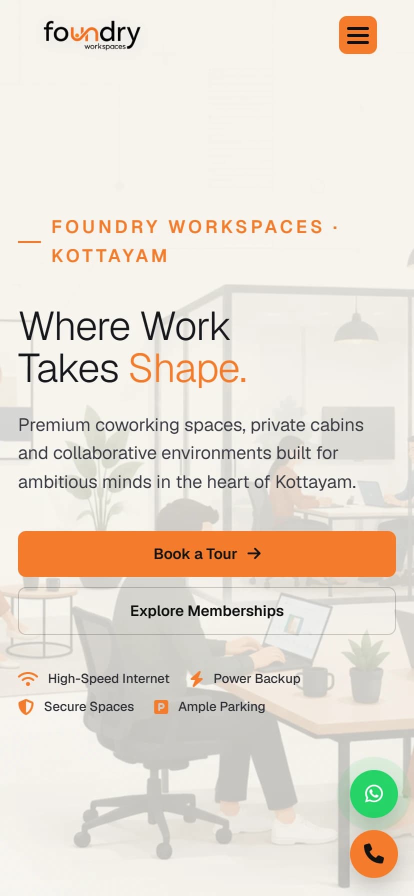 Foundry Workspaces mobile view