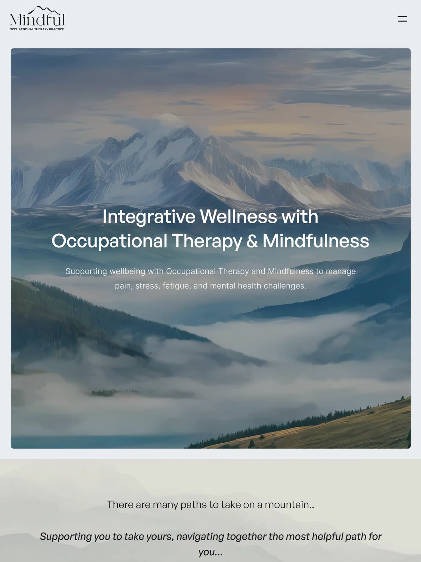 Mindful OT Practice tablet view